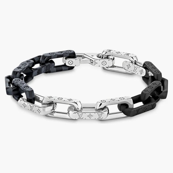 Louis Vuitton Damier Chain Bracelet Graphite Silver/black