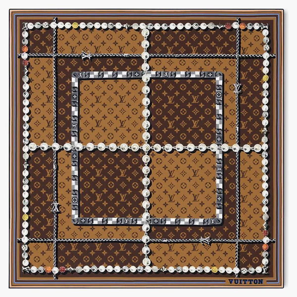Louis Vuitton Dandy Monogram Silk Square Brown