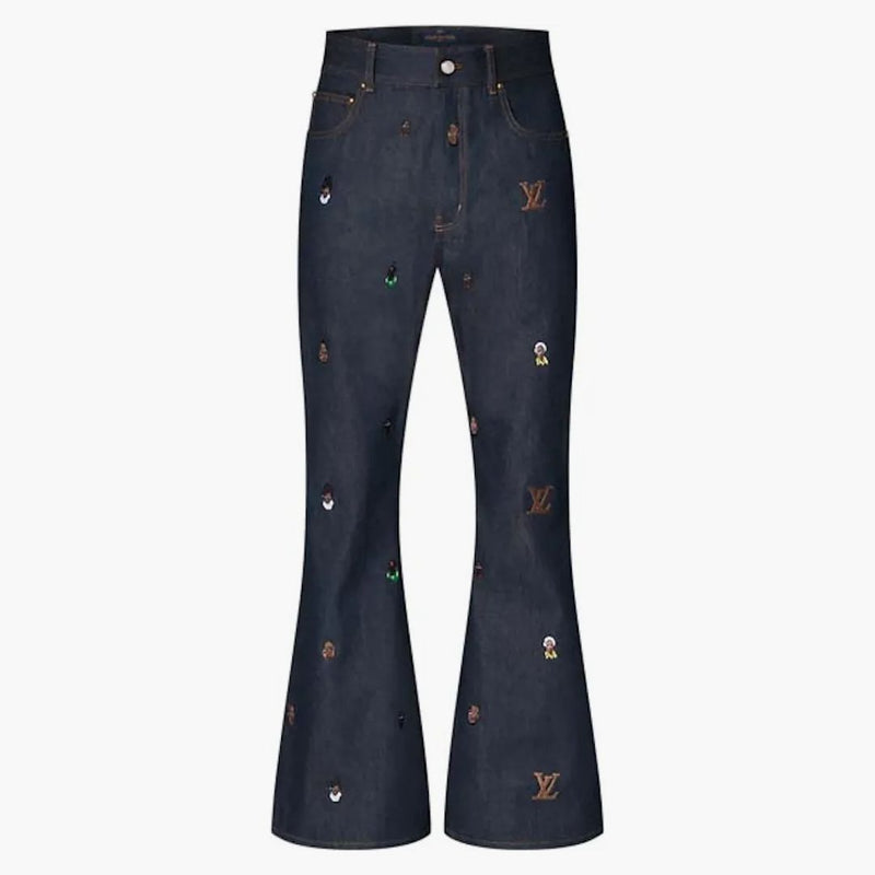 Louis Vuitton Embroidered Bootcut Denim Pants Henry Taylor Indigo