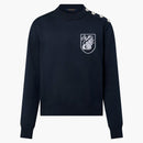Louis Vuitton Embroidered Cotton-blend Crewneck Navy Blue