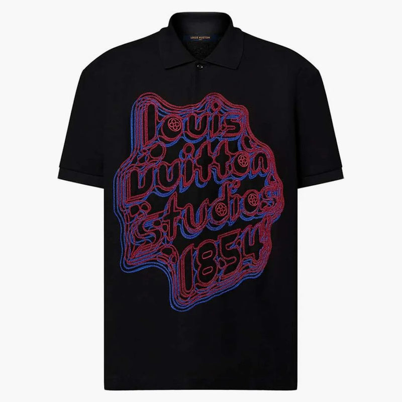 Louis Vuitton Embroidered Cotton Pique Polo Black