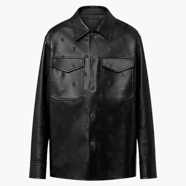 Louis Vuitton Embroidered Leather Signature Overshirt Lv Blouson Black