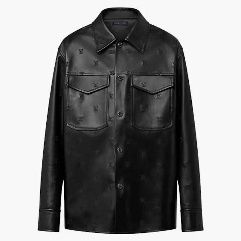 Louis Vuitton Embroidered Leather Signature Overshirt Lv Blouson Black