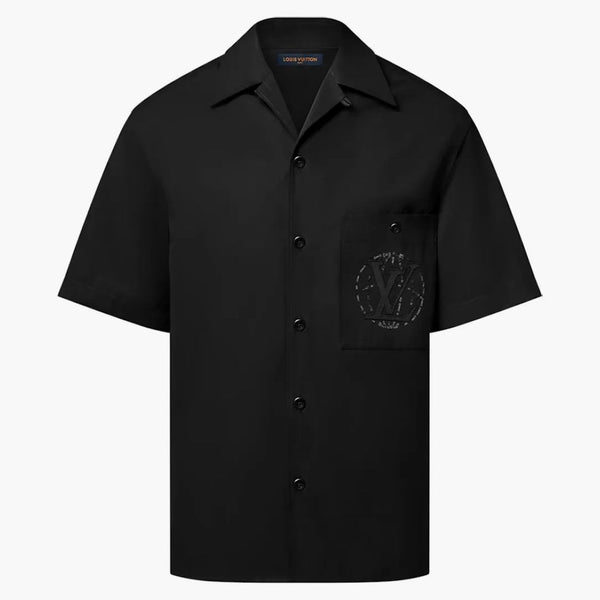 Louis Vuitton Embroidered Short-sleeved Cotton Shirt Black