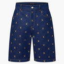 Louis Vuitton Embroidered Signature Denim Shorts Indigo
