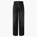 Louis Vuitton Flocked Damier Denim Wide-leg Pants Black