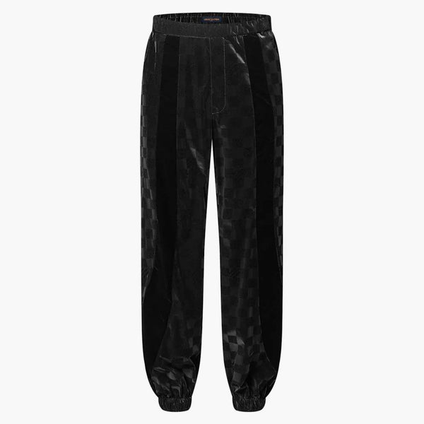 Louis Vuitton Flocked Damier Technical Track Pants Deep Black