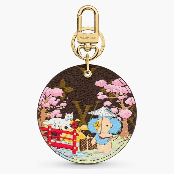 Louis Vuitton Illustre Japanese Garden Xmas Bag Charm And Key Holder Monogram Vivienne Brown/pink
