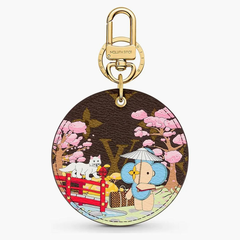 Louis Vuitton Illustre Japanese Garden Xmas Bag Charm And Key Holder Monogram Vivienne Brown/pink