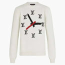 Louis Vuitton Intarsia Clock Sweater White