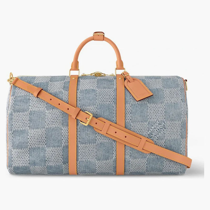 Louis Vuitton Keepall Bandouliere 50 Damier Denim 3d Blue Denim