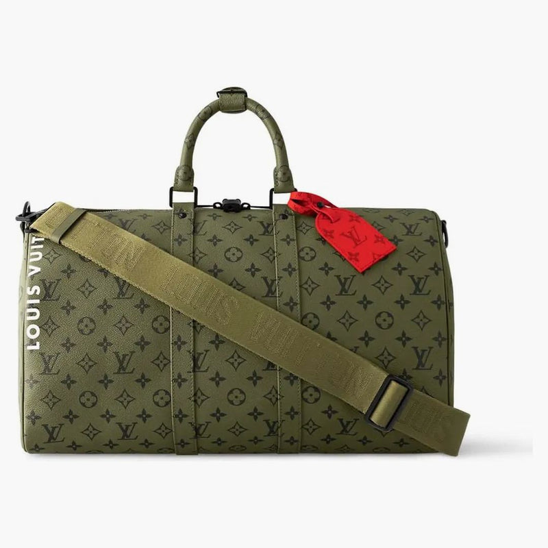 Louis Vuitton Keepall Bandouliere 45 Khaki Green/vermillion Red