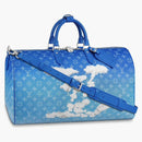 Louis Vuitton Keepall Bandouliere Clouds Monogram 50 Blue