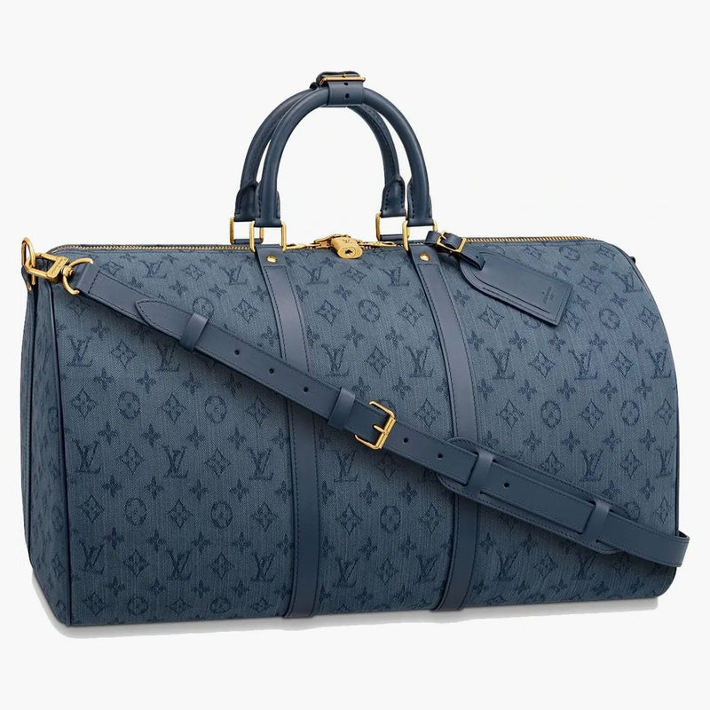 Louis Vuitton Keepall Bandouliere Monogram Denim 50 Navy