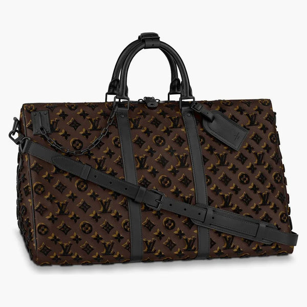 Louis Vuitton Keepall Triangle Bandouliere Monogram Tuffetage 50 Black