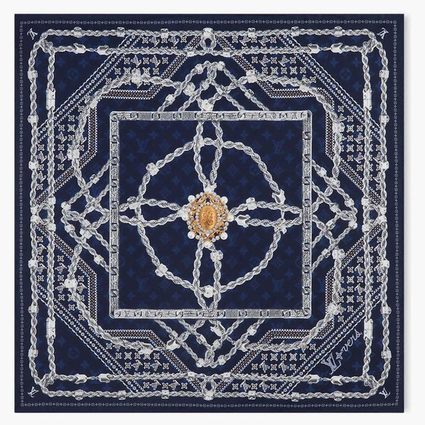 Louis Vuitton Lv Dynasty Silk Bandana Navy