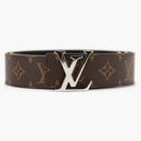 Louis Vuitton Lv Initiales Silver Buckle Belt Monogram 40mm Brown/black