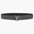 Louis Vuitton Lv Initiales Silver Buckle Reversible Belt Damier Graphite 40mm Black Lining