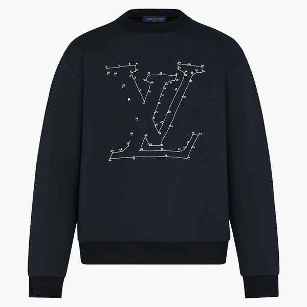 Louis Vuitton Lv Stitch Print Embroidered Sweatshirt Navy