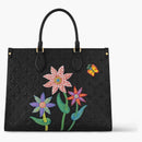 Louis Vuitton Lv X Yk Onthego Mm Black Flower Marquetry