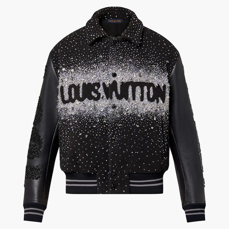 Louis Vuitton Made To Order Embroidered Varisty Blouson Dark Grey