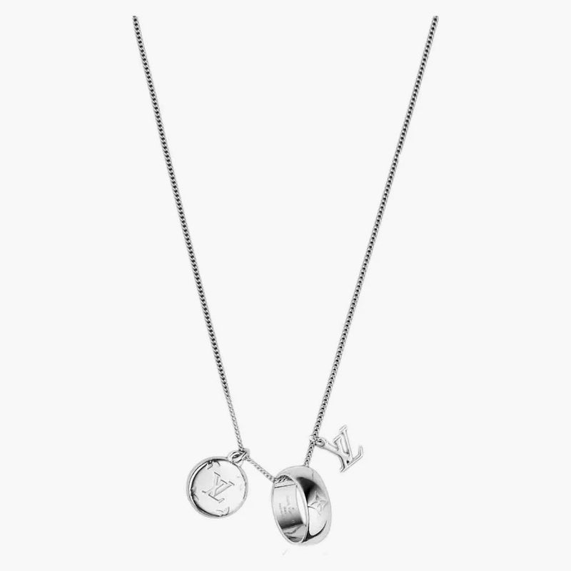 Louis Vuitton Monogram Charms Necklace Silver