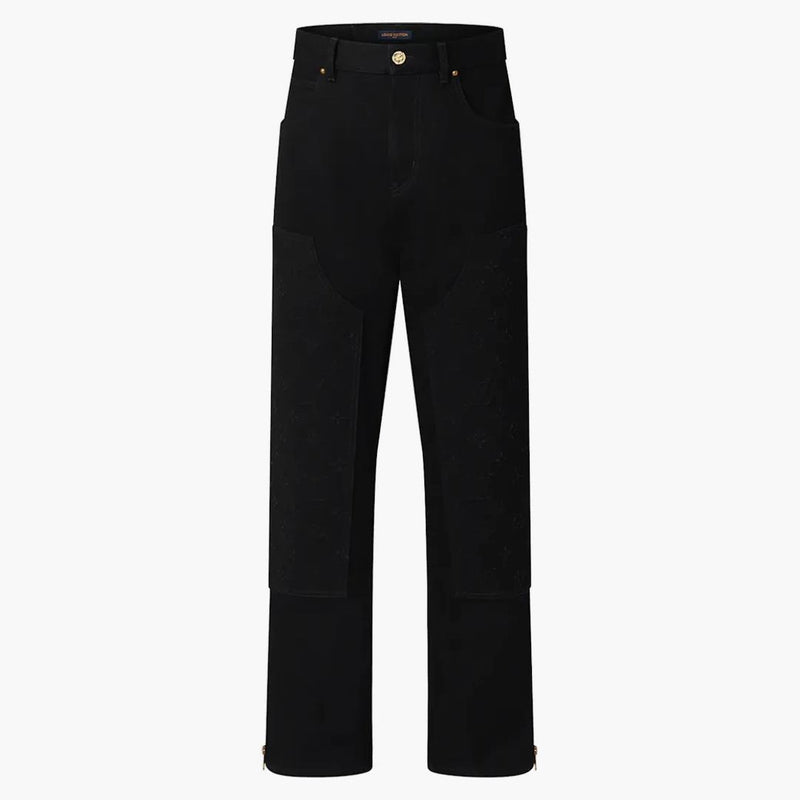 Louis Vuitton Monogram Detail Carpenter Denim Pants Black