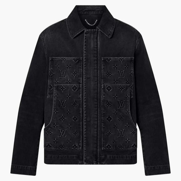 Louis Vuitton Monogram Short Sleeved Denim Workwear Shirt Black