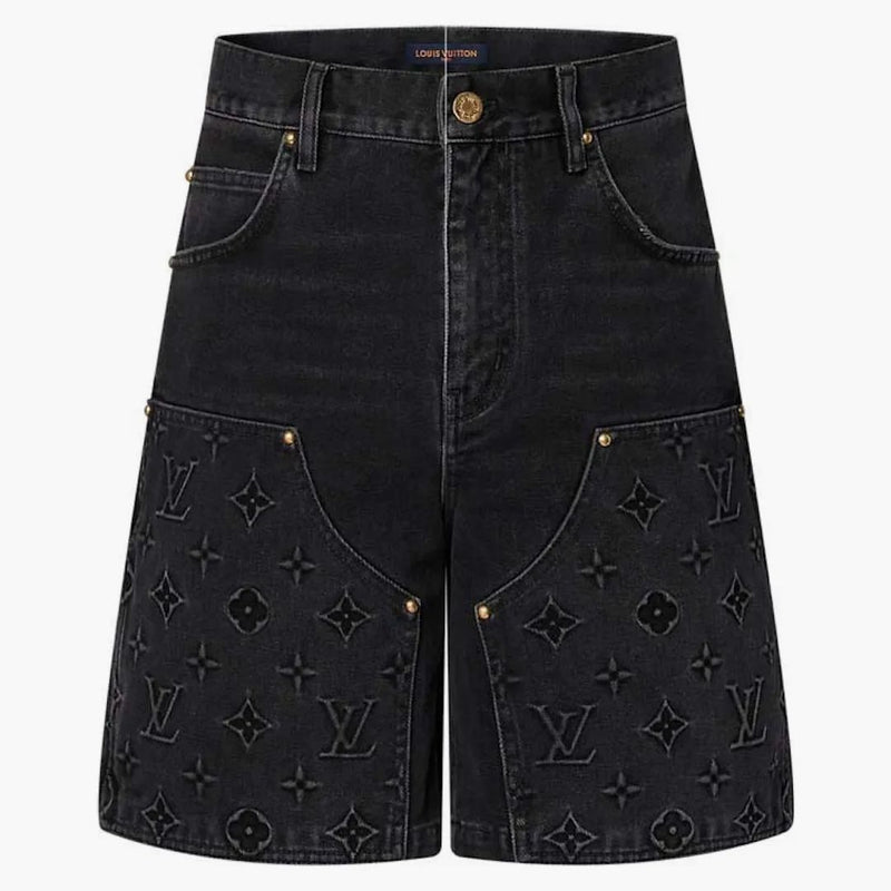 Louis Vuitton Monogram Workwear Denim Shorts Black