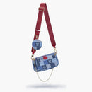 Louis Vuitton Multi Pochette Accessoires Denim Monogram Check Blue/red