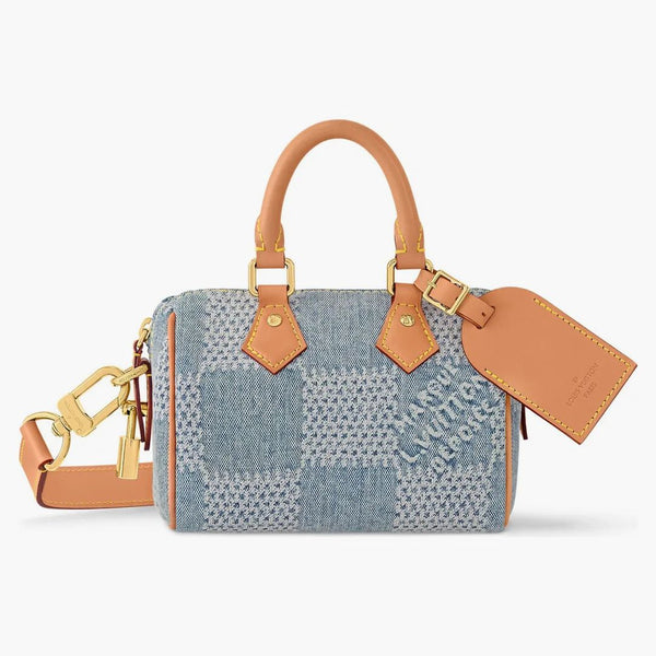 Louis Vuitton Speedy 18 Bandouliere Damier Denim 3d Blue Denim