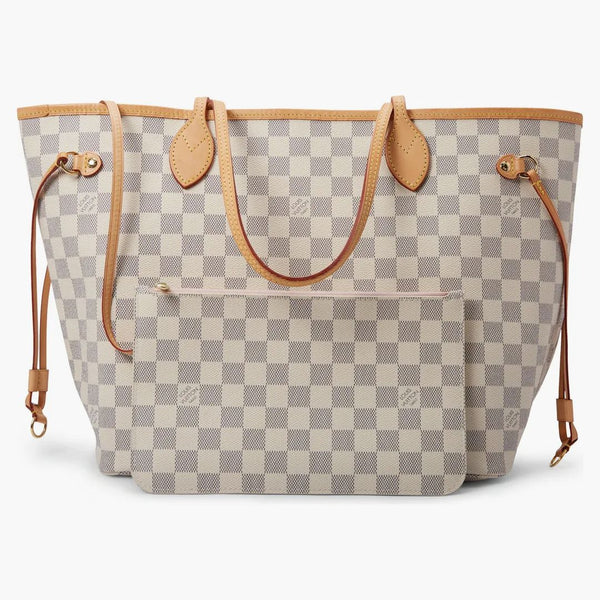 Louis Vuitton Neverfull Damier Azur Mm Rose Ballerine Lining