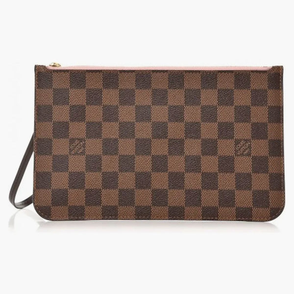 Louis Vuitton Pochette Damier Ebene Mm/gm Rose Ballerine Lining