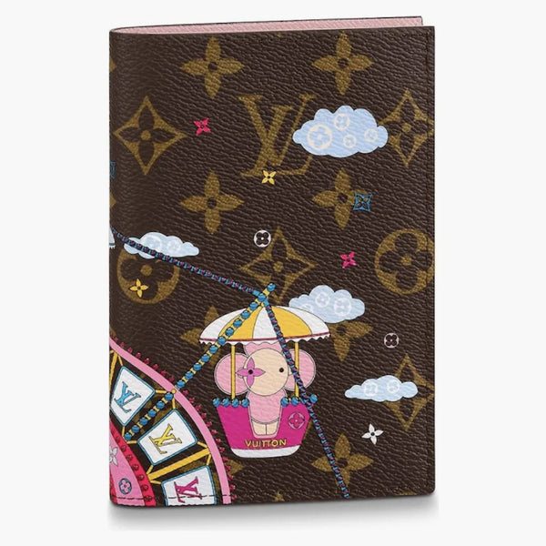 Louis Vuitton Passport Cover Monogram (3 Cqrd Slot) Vivienne Holiday Rose Ballerine Pink