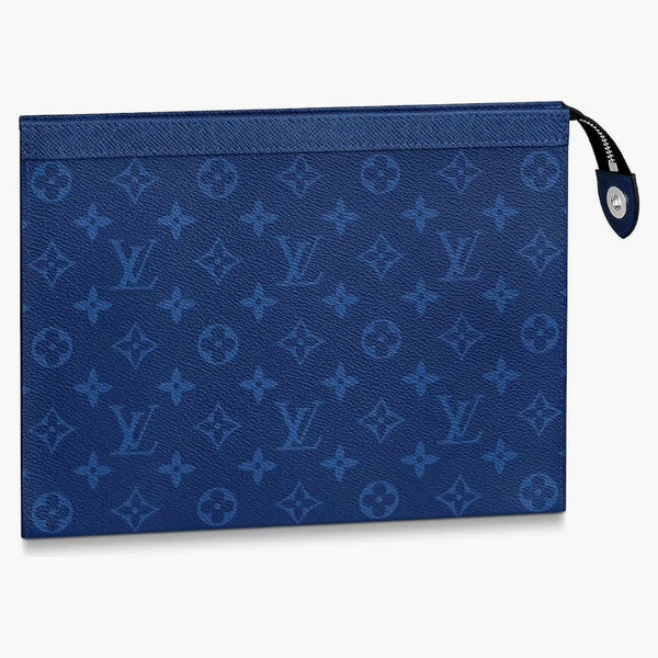 Louis Vuitton Pochette Voyage Monogram Eclipse Taiga Leather Mm Pacific Blue