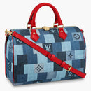 Louis Vuitton Speedy Bandouliere 30 Denim Monogram Check Blue/red
