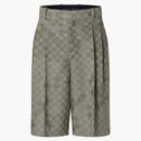 Louis Vuitton Tailored Wide Damier Damoflage Wool Shorts Grey