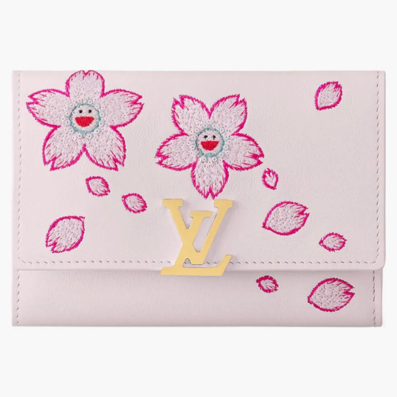 Louis Vuitton X Takashi Murakami Capucines Compact Wallet Pink
