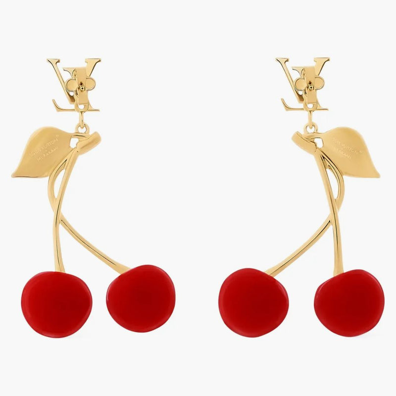 Louis Vuitton X Takashi Murakami Cherry Earings Gold-Tone Metal
