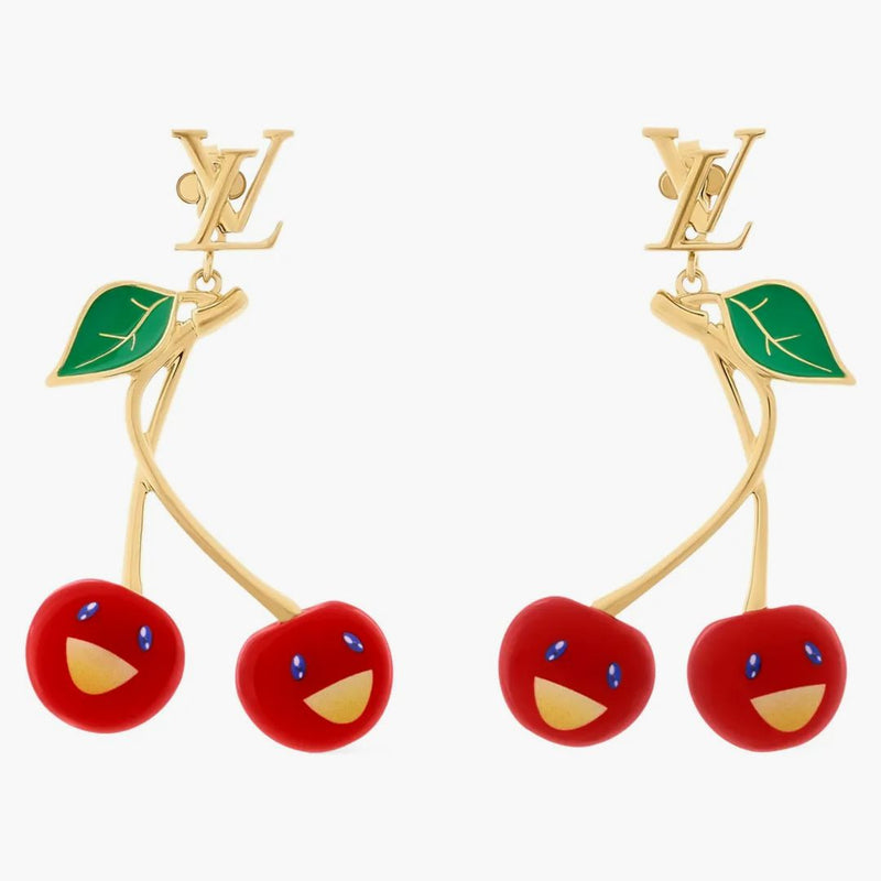 Louis Vuitton X Takashi Murakami Cherry Earings Gold-Tone Metal