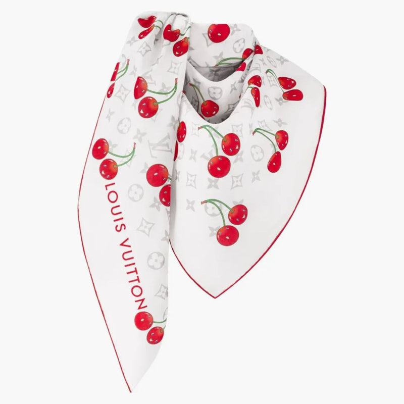 Louis Vuitton X Takashi Murakami Monogram Cherry Shawl White
