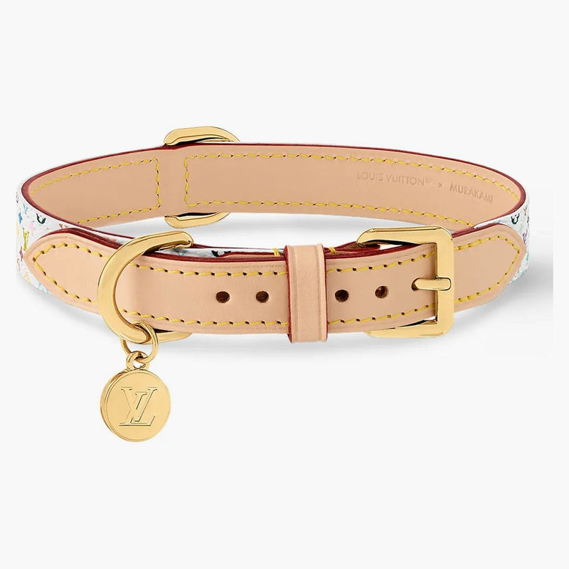 Louis Vuitton X Takashi Murakami Monogram Multicolor Dog Collar Mm White Multicolored