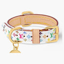 Louis Vuitton X Takashi Murakami Monogram Multicolor Dog Collar Xs White Multicolored