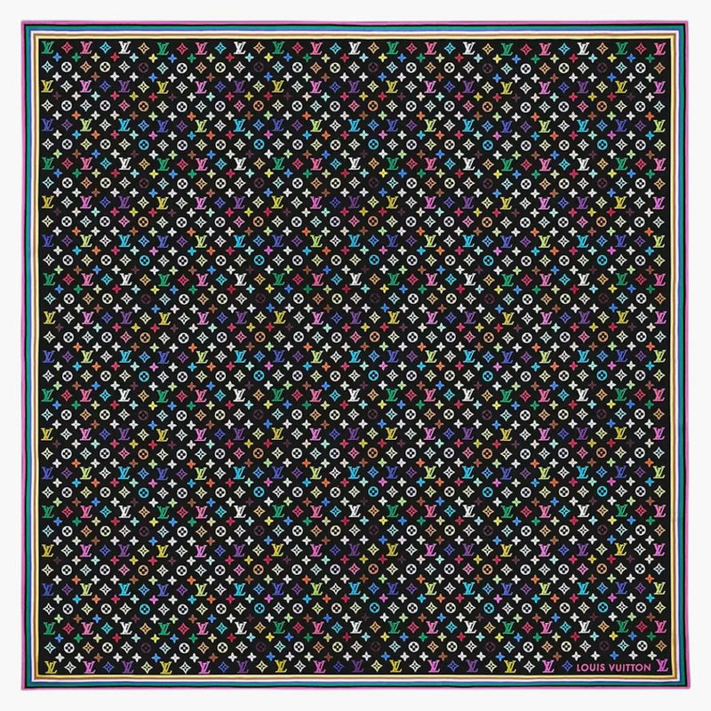 Louis Vuitton X Takashi Murakami Monogram Multicolor Shawl Black Multicolored