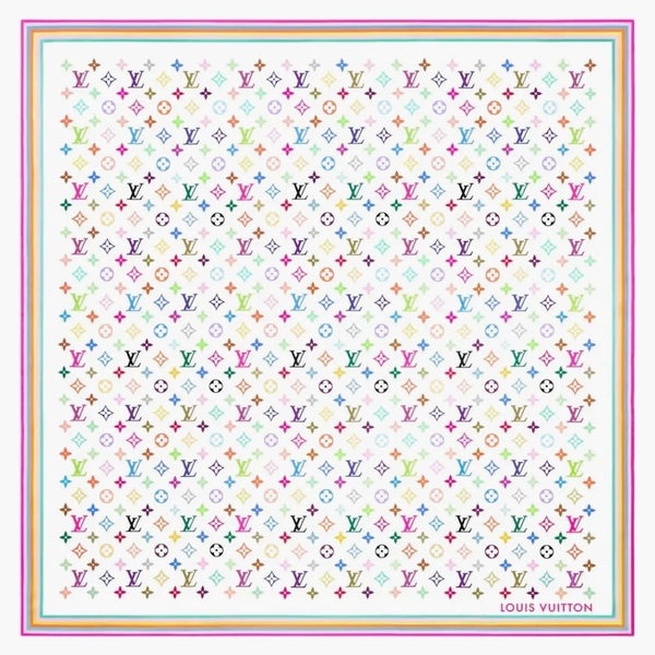 Louis Vuitton X Takashi Murakami Monogram Multicolor Square 90 White Multicolored