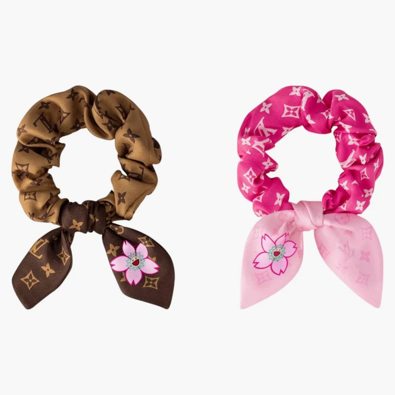 Louis Vuitton x Takashi Murakami SCRUCHIE set Cherry Blossom Sakura Brown