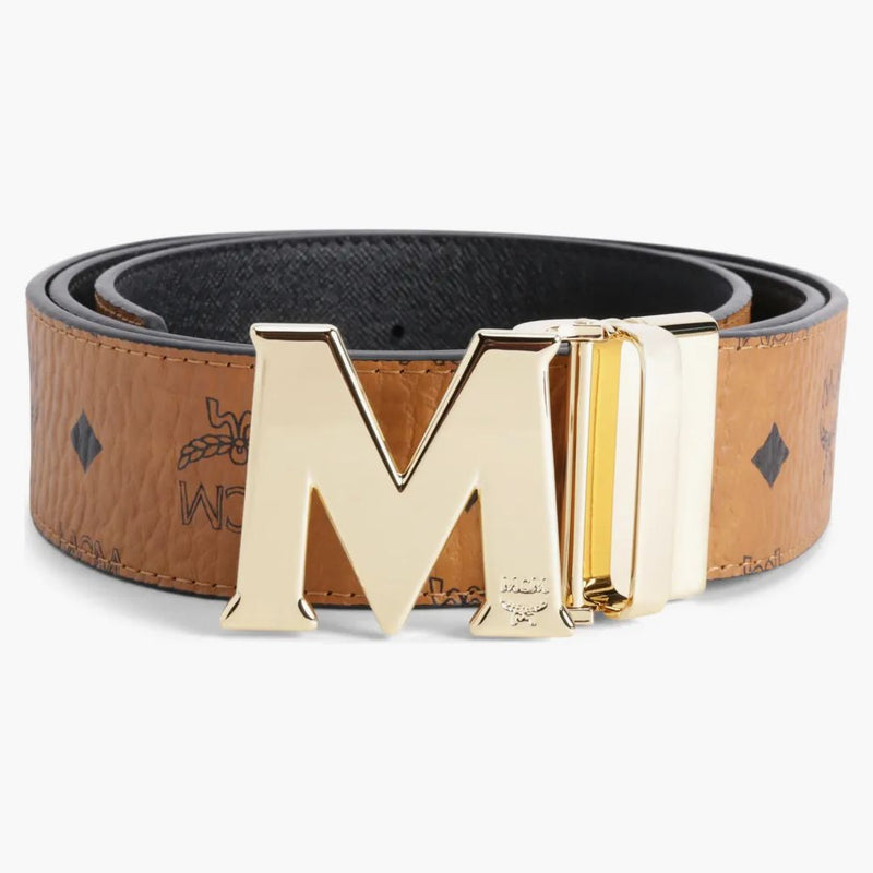 Mcm Claus M Reversible Belt Visetos 1.75w 51in/130cm Cognac