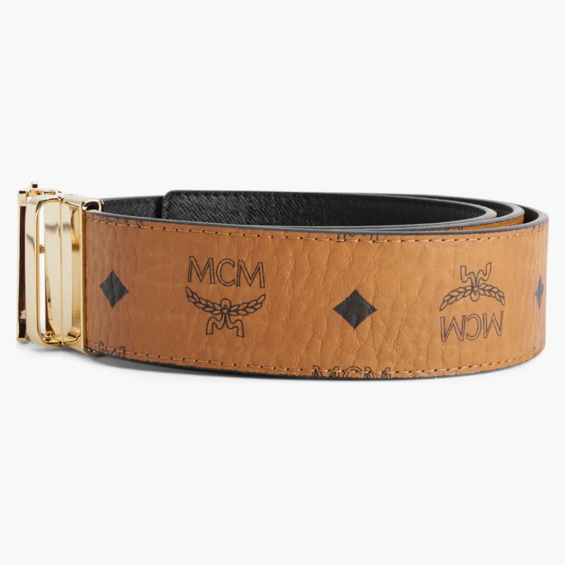 Mcm Claus M Reversible Belt Visetos 1.75w 51in/130cm Cognac
