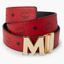 McM Claus M reversible Belt Visetos 1.75W 51in/130cm Ruby Red