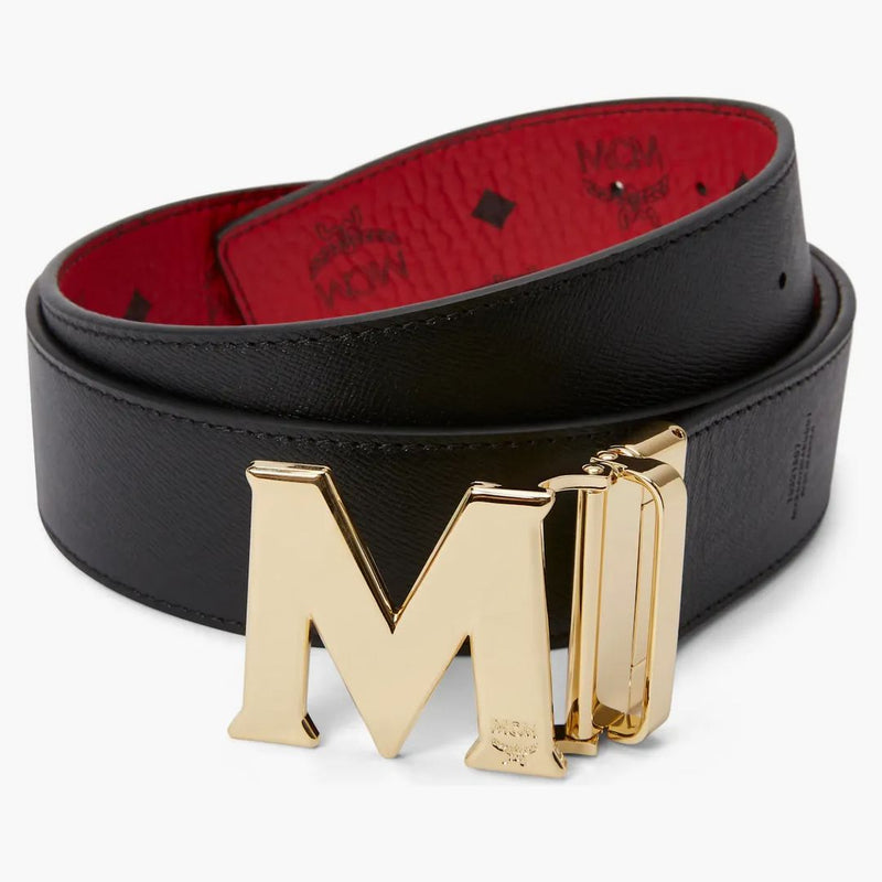 Mcm Claus M Reversible Belt Visetos 1.75w 51in/130cm Ruby Red